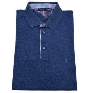 Vela Blu – Polo uomo in filo di Scozia blu avio – S