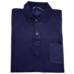 Vincenzo Bucci - Polo uomo in filo di Scozia blu - XS