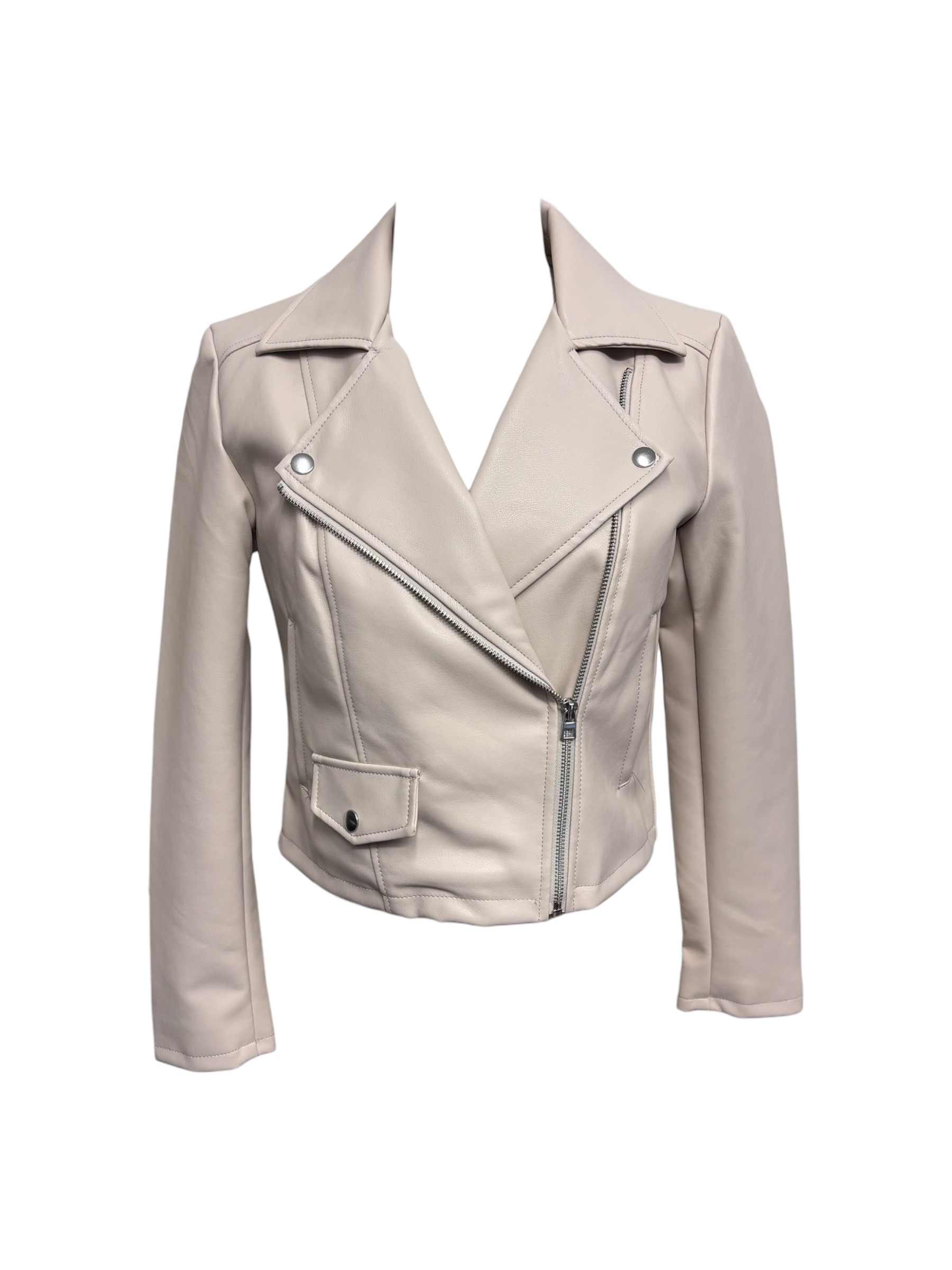 JDY – Chiodo donna in ecopelle beige