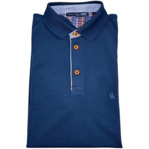 Vela Blu – Polo uomo in filo di Scozia blu navy – S