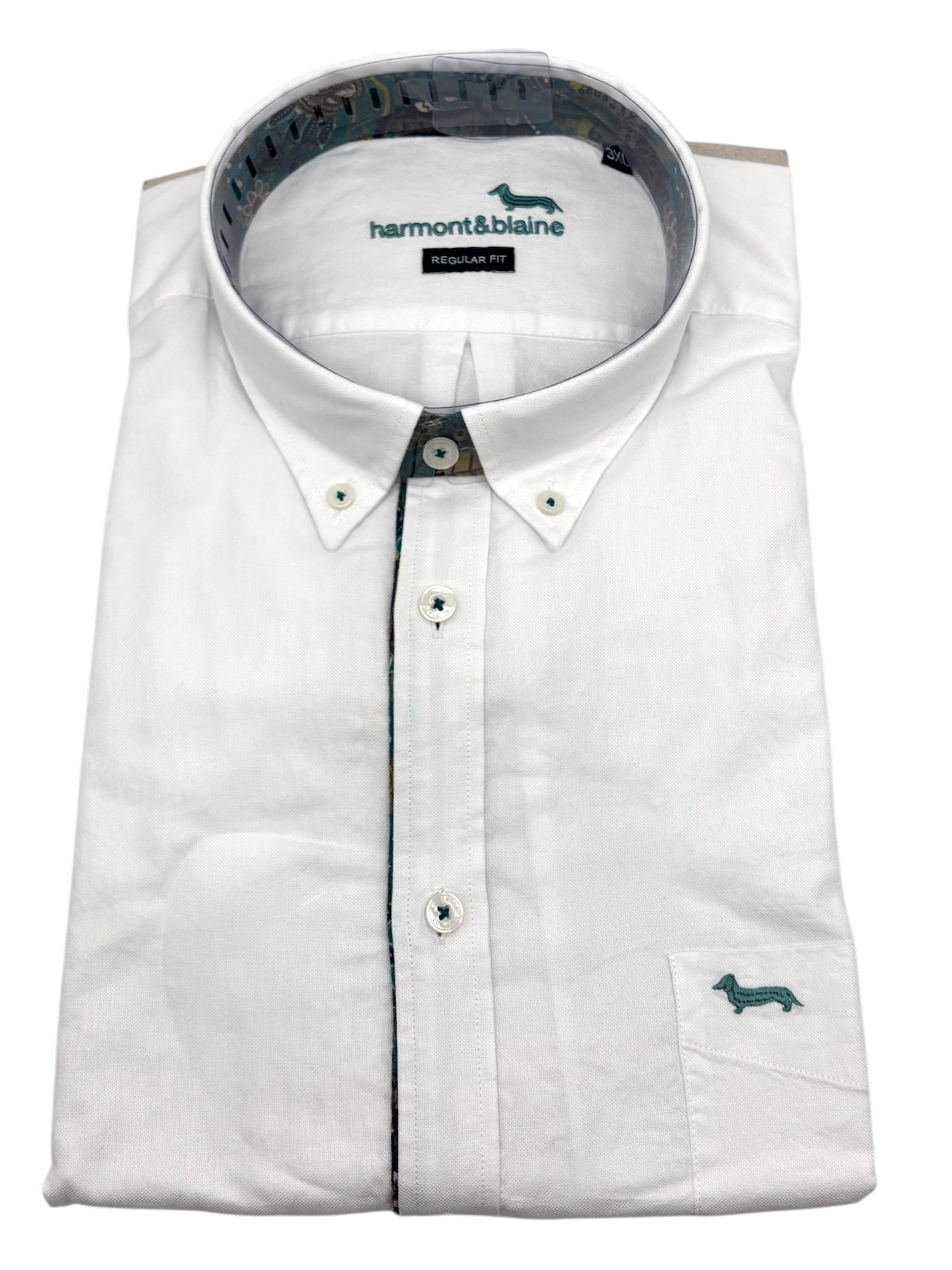 Harmont & Blaine - Camicia regular fit in cotone bianco con fantasia - 3XL