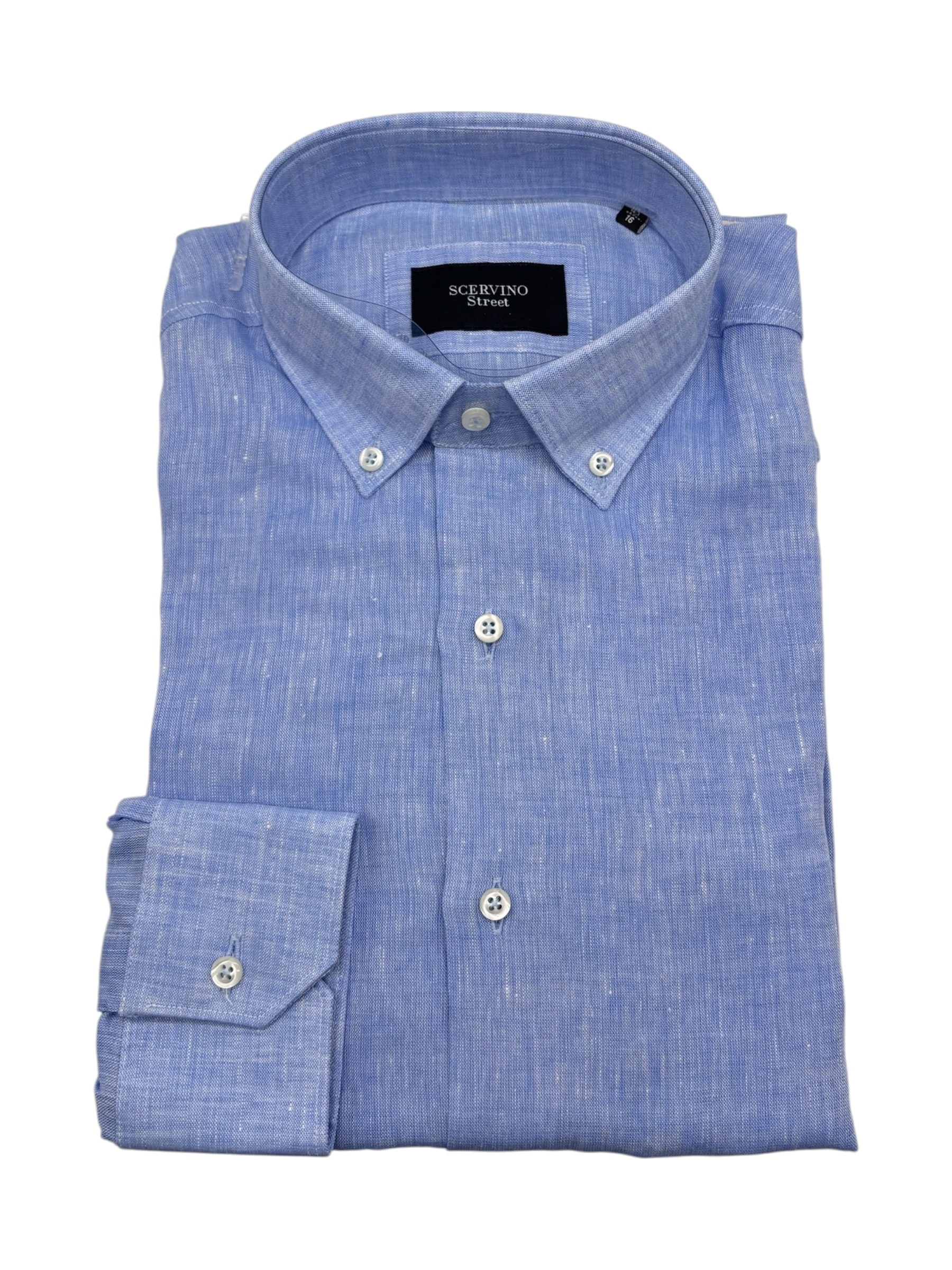 Scervino Street - Camicia in lino azzurro melange