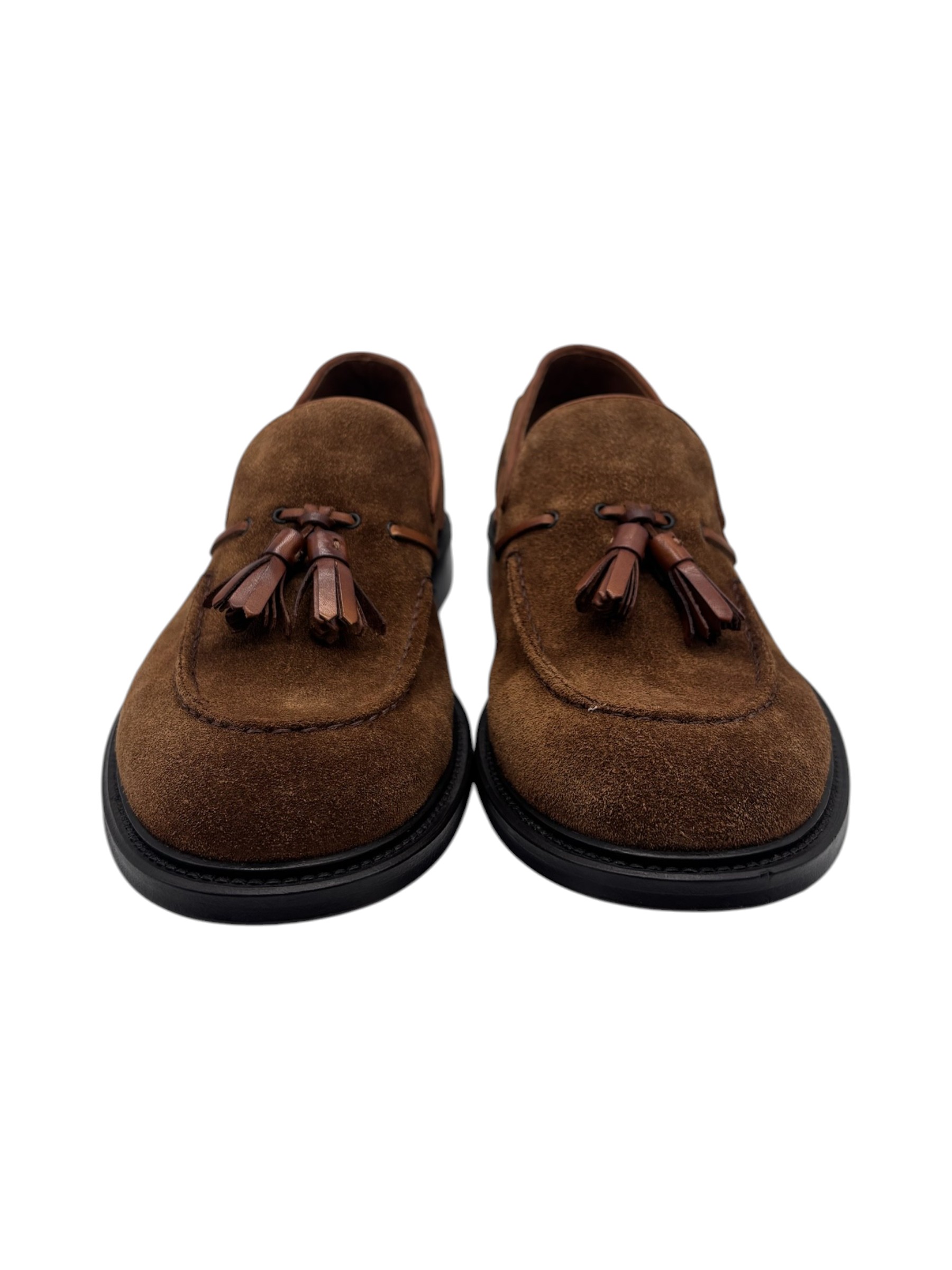 Brecos - Mocassini uomo in pelle scamosciata color cuoio - 42 - immagine 2