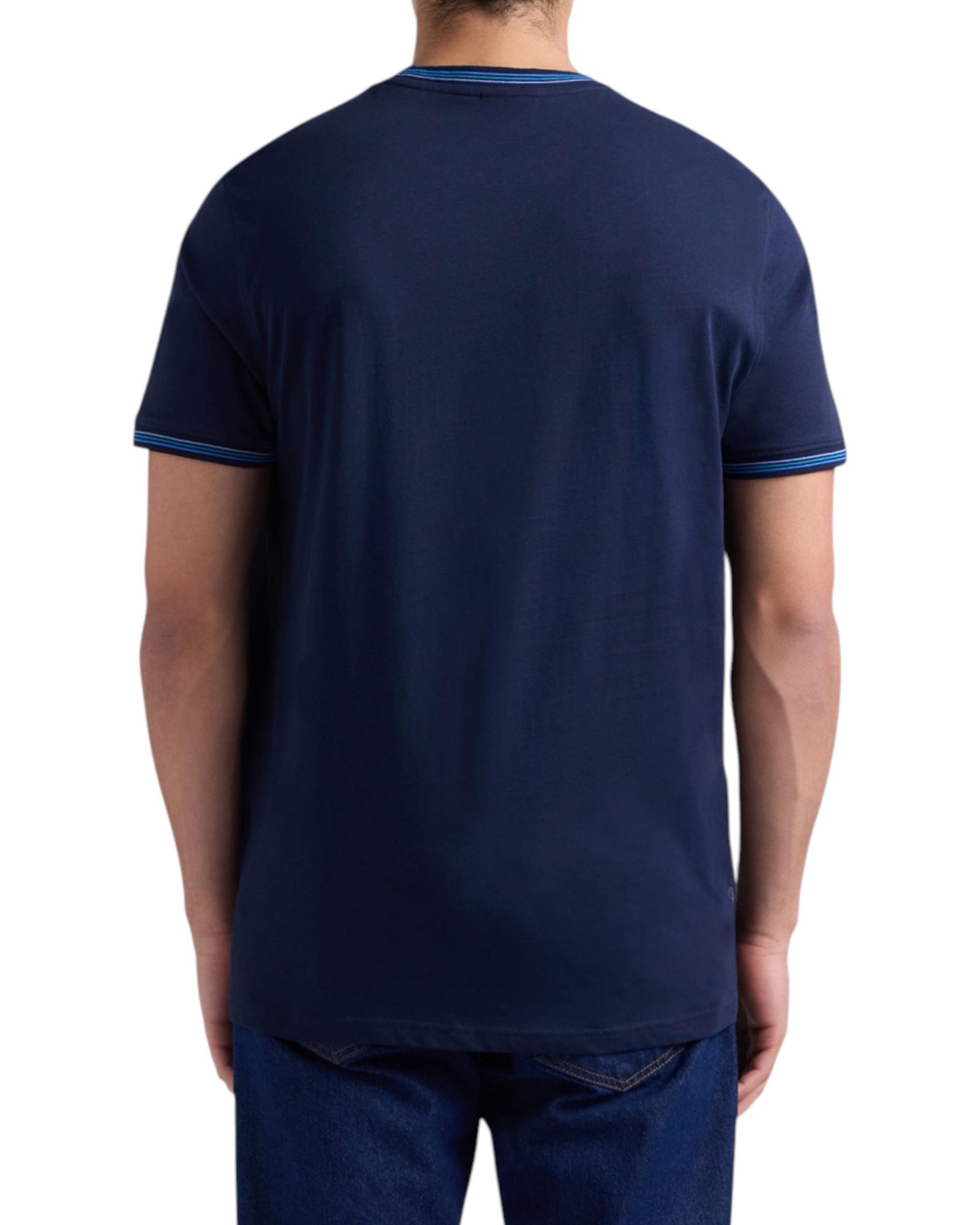 Harmont & Blaine - T-shirt uomo blu navy con collo e orli rigati - immagine 2