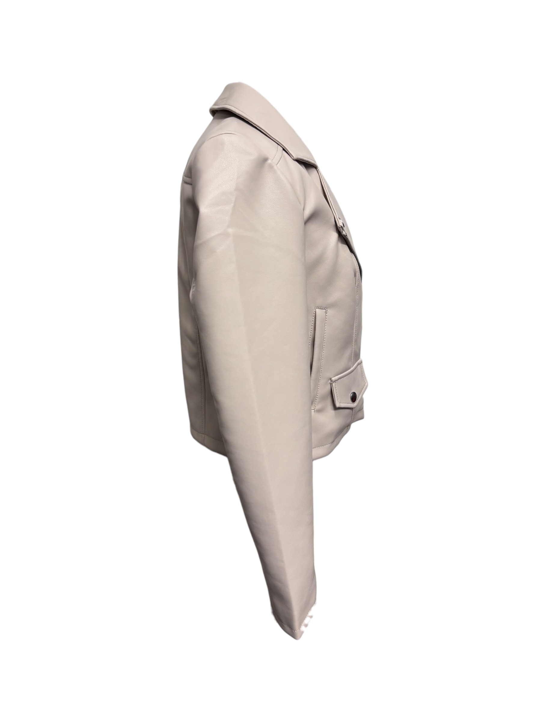 JDY – Chiodo donna in ecopelle beige - immagine 2