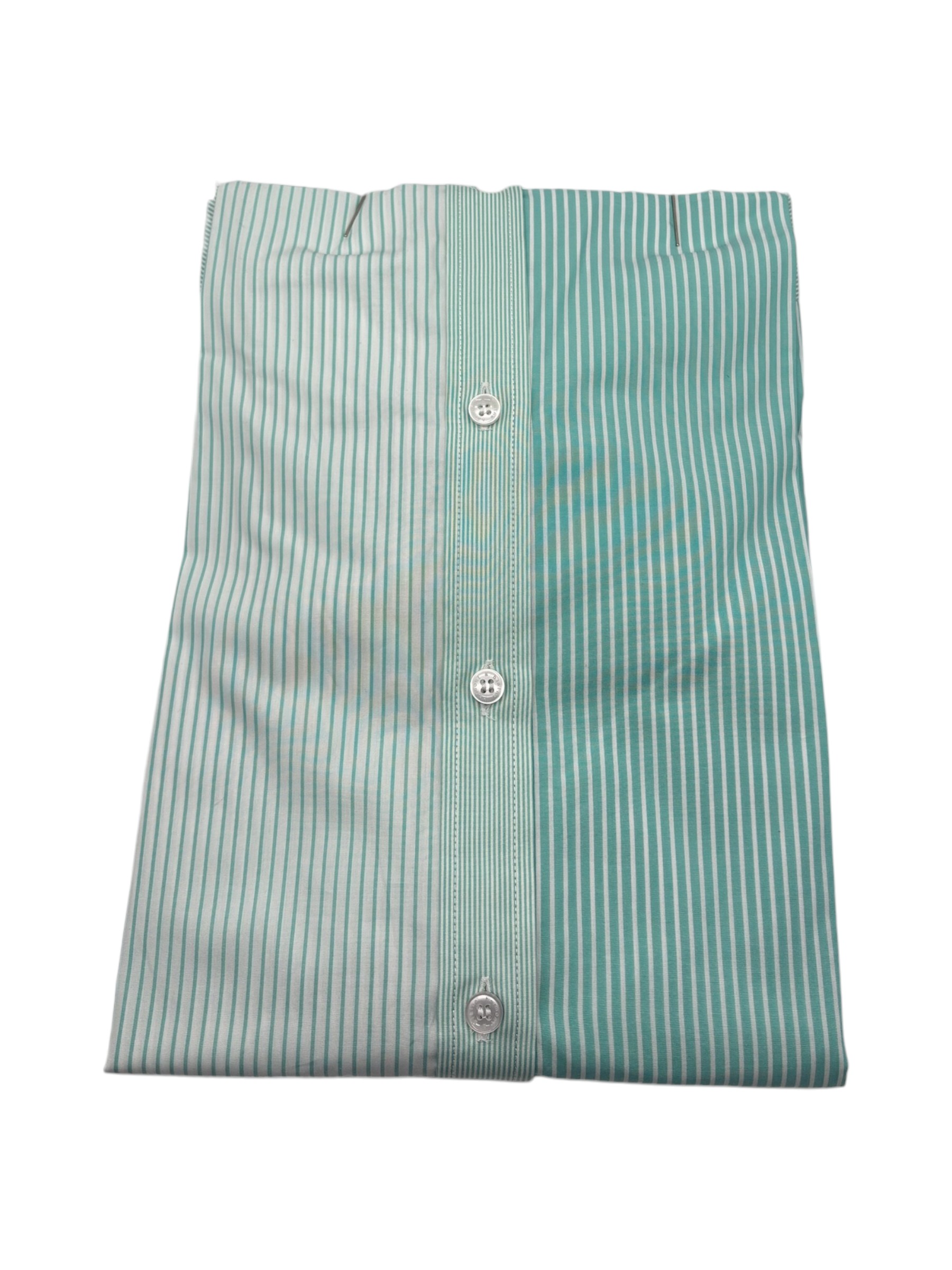 Harmont & Blaine – Camicia regular fit in cotone patchwork righe verde acqua e bianco - immagine 2