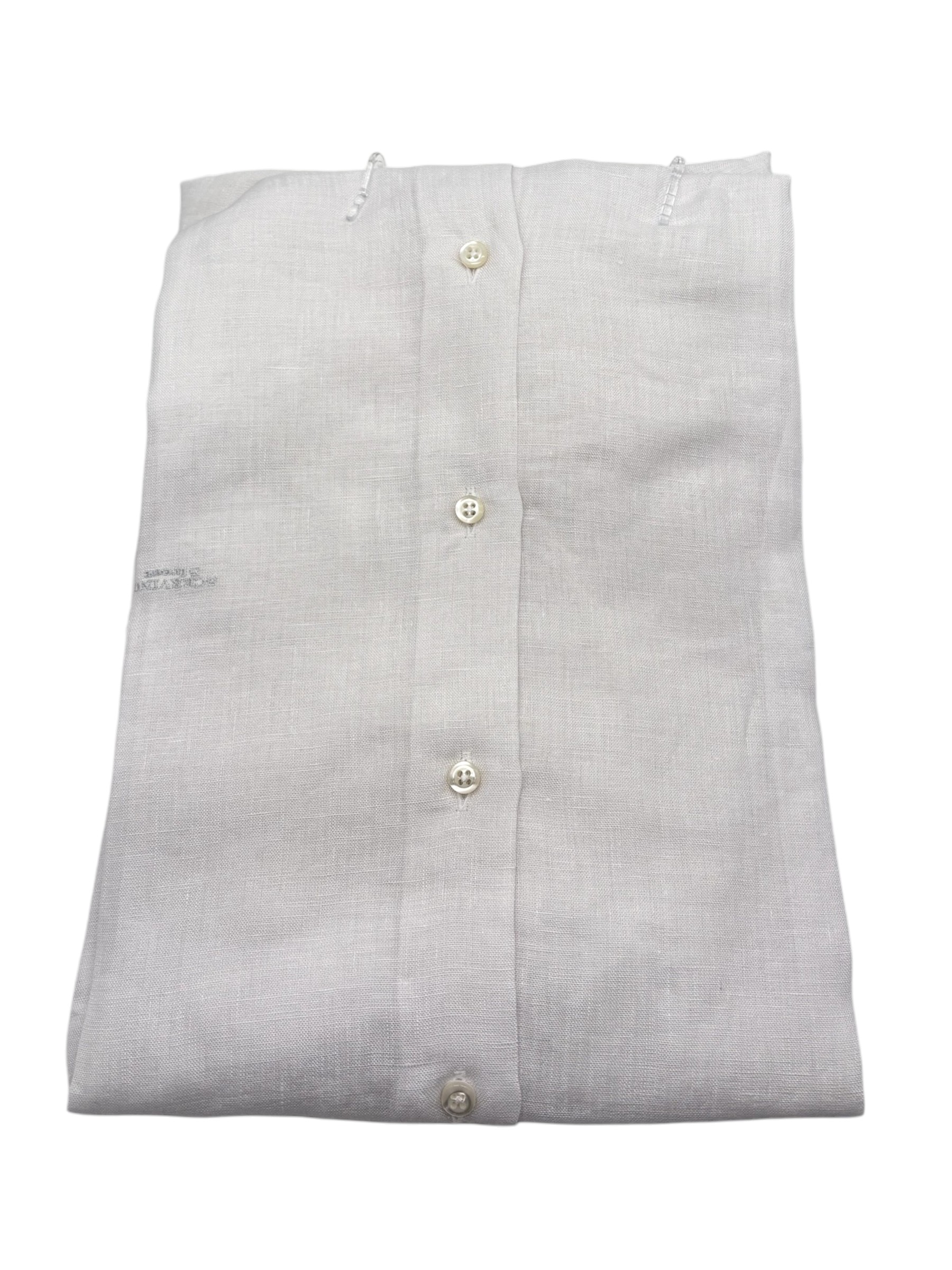 Scervino Street – Camicia in lino bianco ottico con colletto coreano - immagine 2