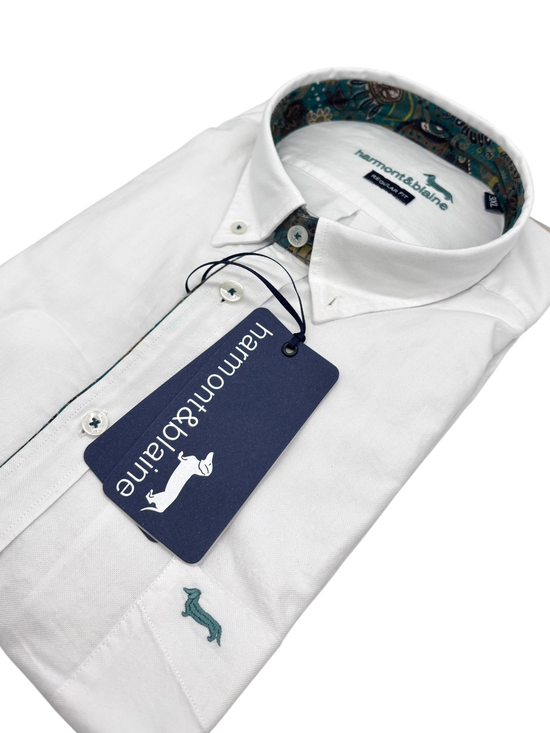 Harmont & Blaine - Camicia regular fit in cotone bianco con fantasia - 3XL - immagine 3