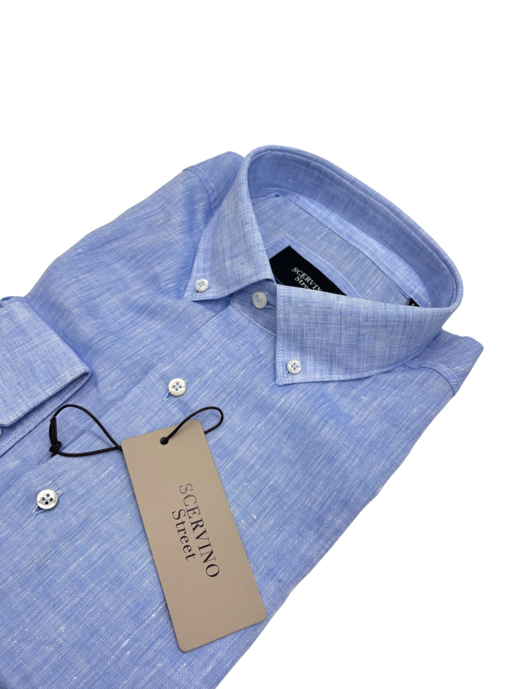 Scervino Street - Camicia in lino azzurro melange - immagine 3
