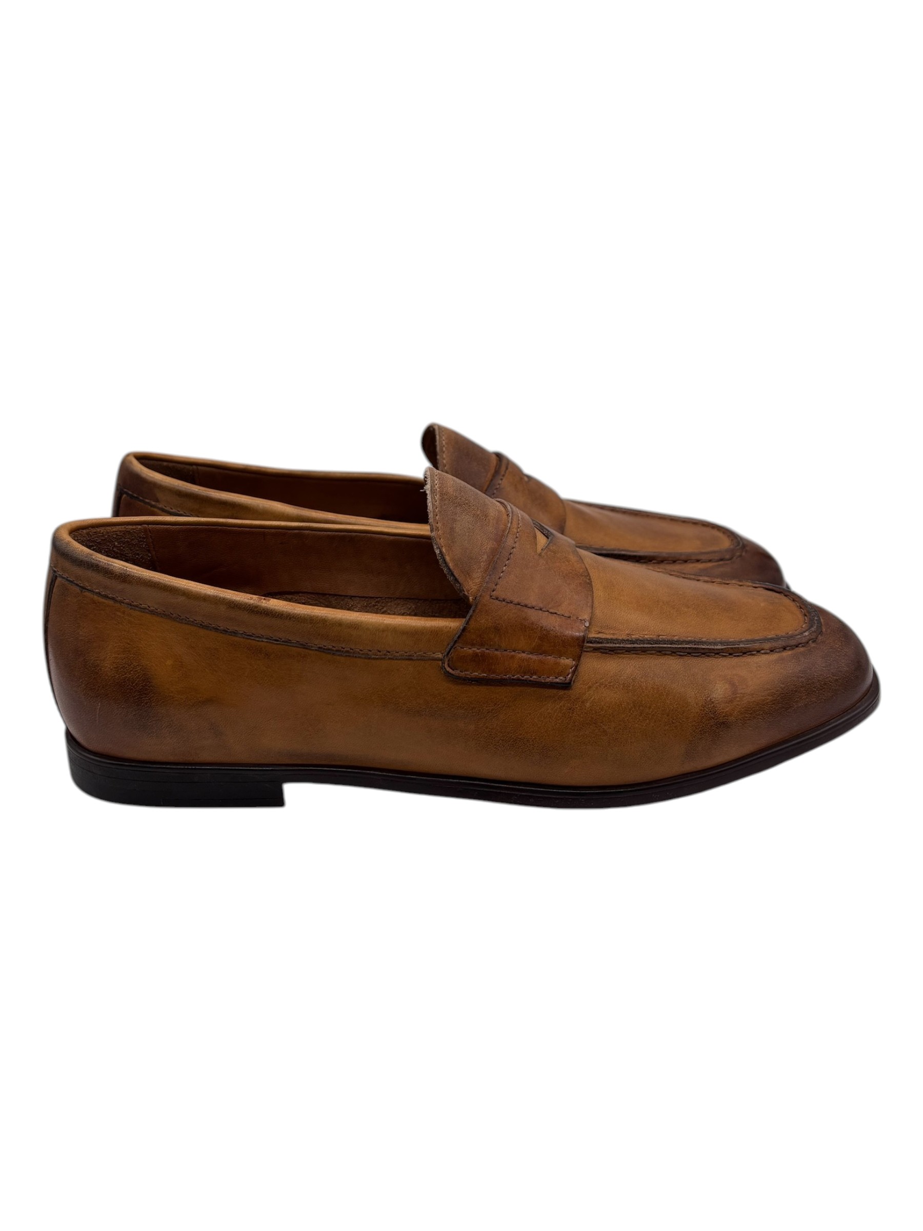 Brecos – Mocassini uomo in pelle tamponata cuoio - 42 - immagine 3