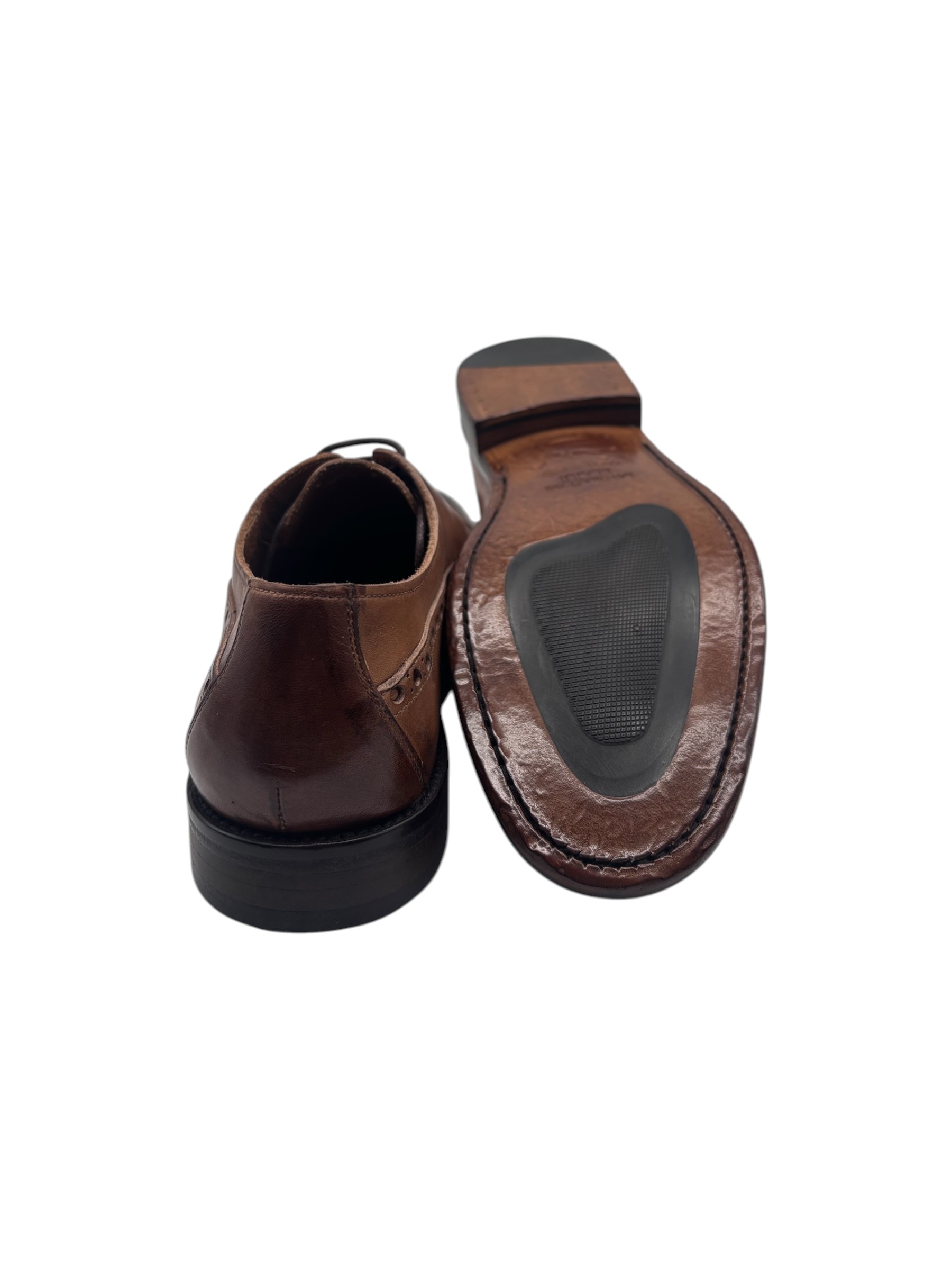 Brecos - Scarpe derby uomo full brogue in pelle tamponata cuoio - 42 - immagine 4