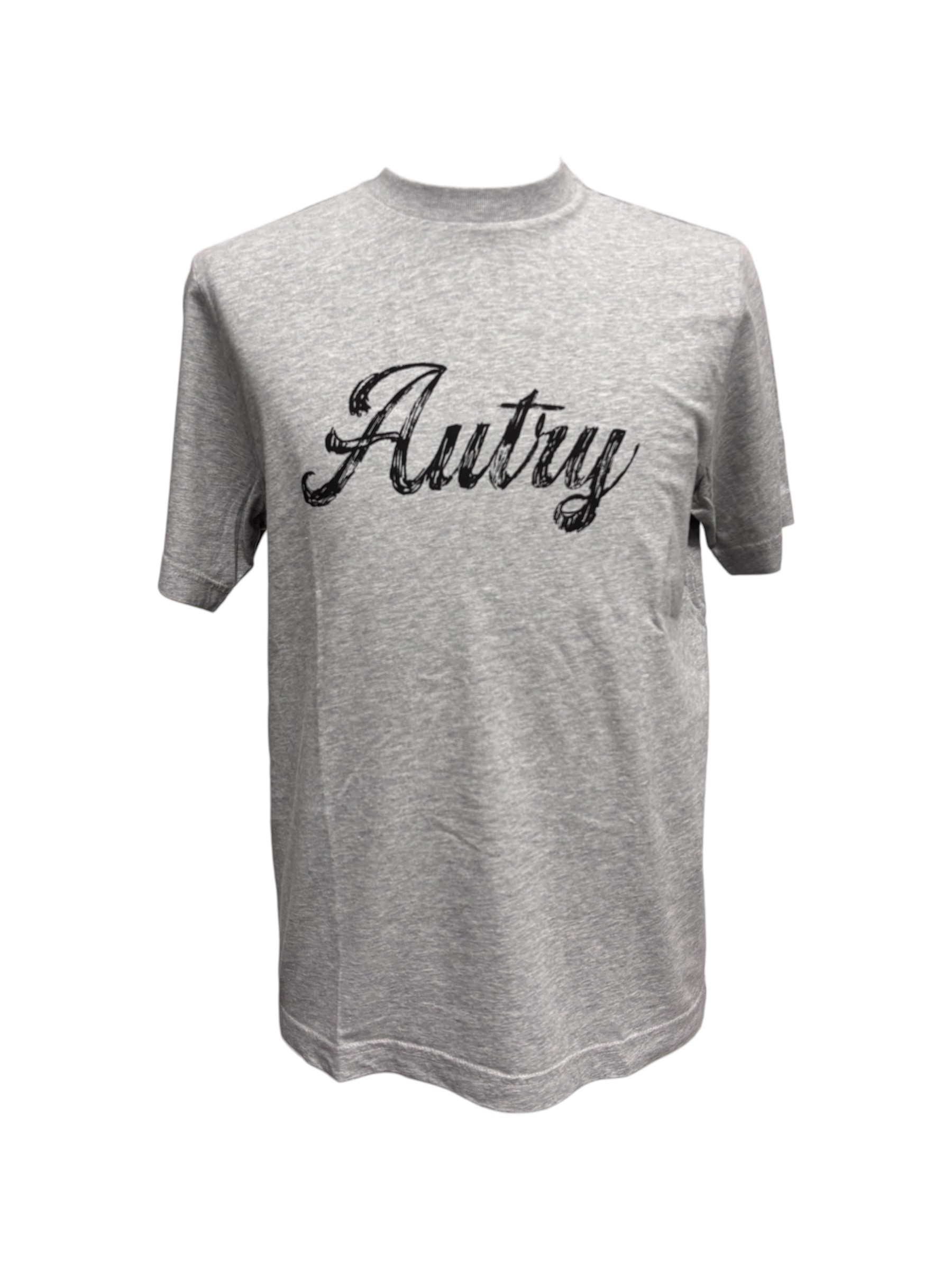 Autry - T-shirt in cotone grigio melange con logo script
