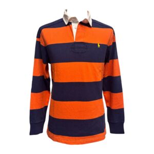Polo Ralph Lauren - Polo a maniche lunghe a righe arancioni e blu navy - M