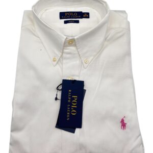 Polo Ralph Lauren - Camicia slim fit in cotone bianco con logo rosa - 16