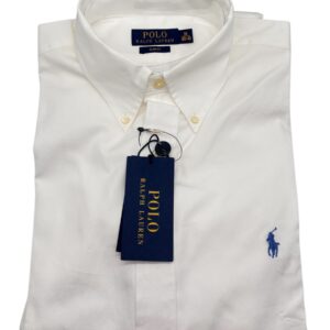 Polo Ralph Lauren - Camicia slim fit in cotone bianco con logo blu - 16