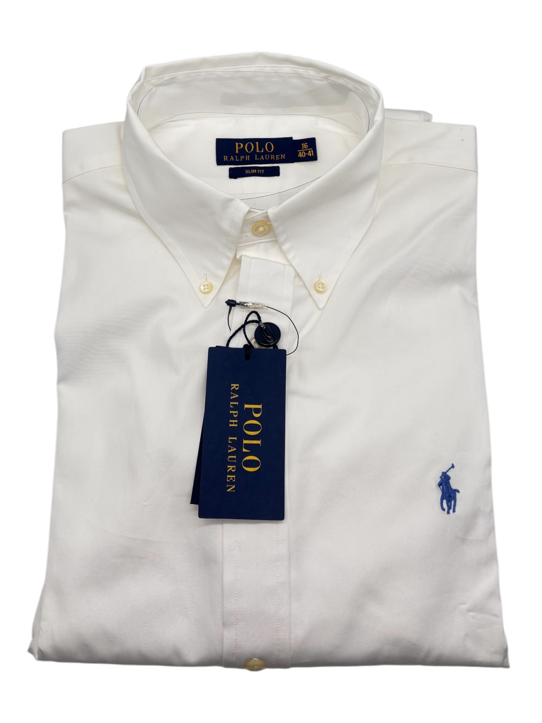 Polo Ralph Lauren - Camicia slim fit in cotone bianco con logo blu - 16