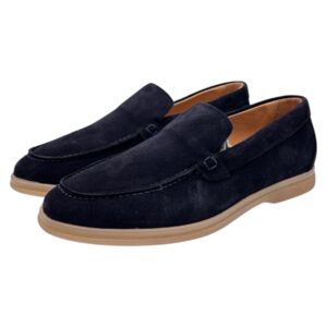 Mocassini uomo in camoscio blu navy