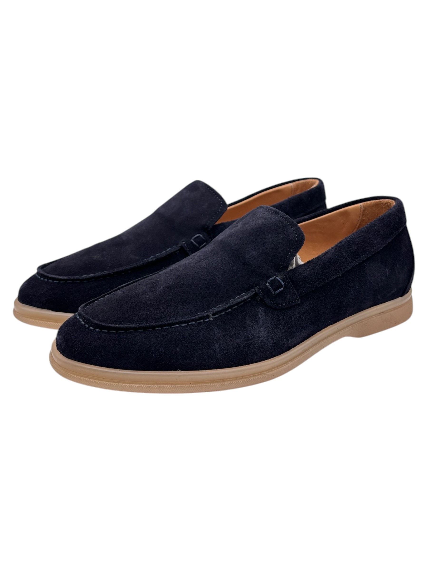 Mocassini uomo in camoscio blu navy