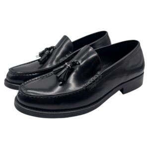 Raphael - Mocassini uomo in pelle nera con nappine - 41
