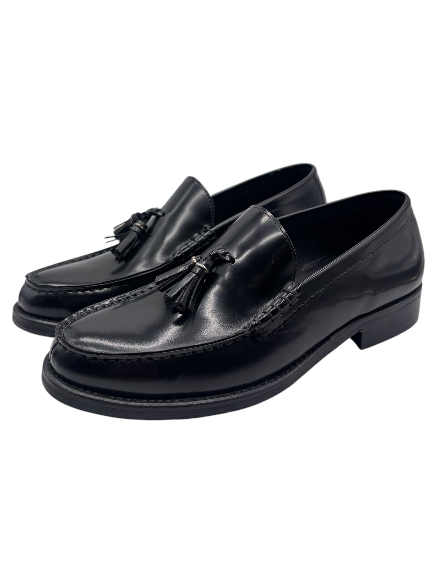 Raphael - Mocassini uomo in pelle nera con nappine - 41