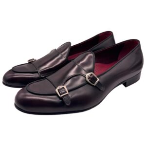 Max Goldwyn - Doppia fibbia uomo in pelle bordeaux