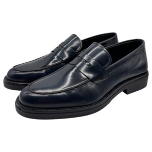 Mocassini uomo in pelle spazzolata blu