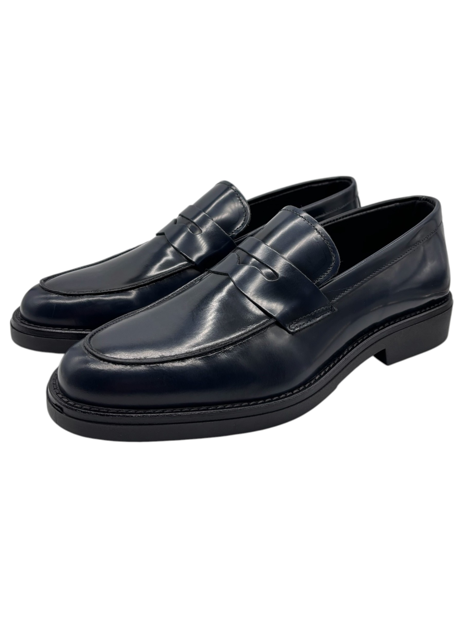 Mocassini uomo in pelle spazzolata blu