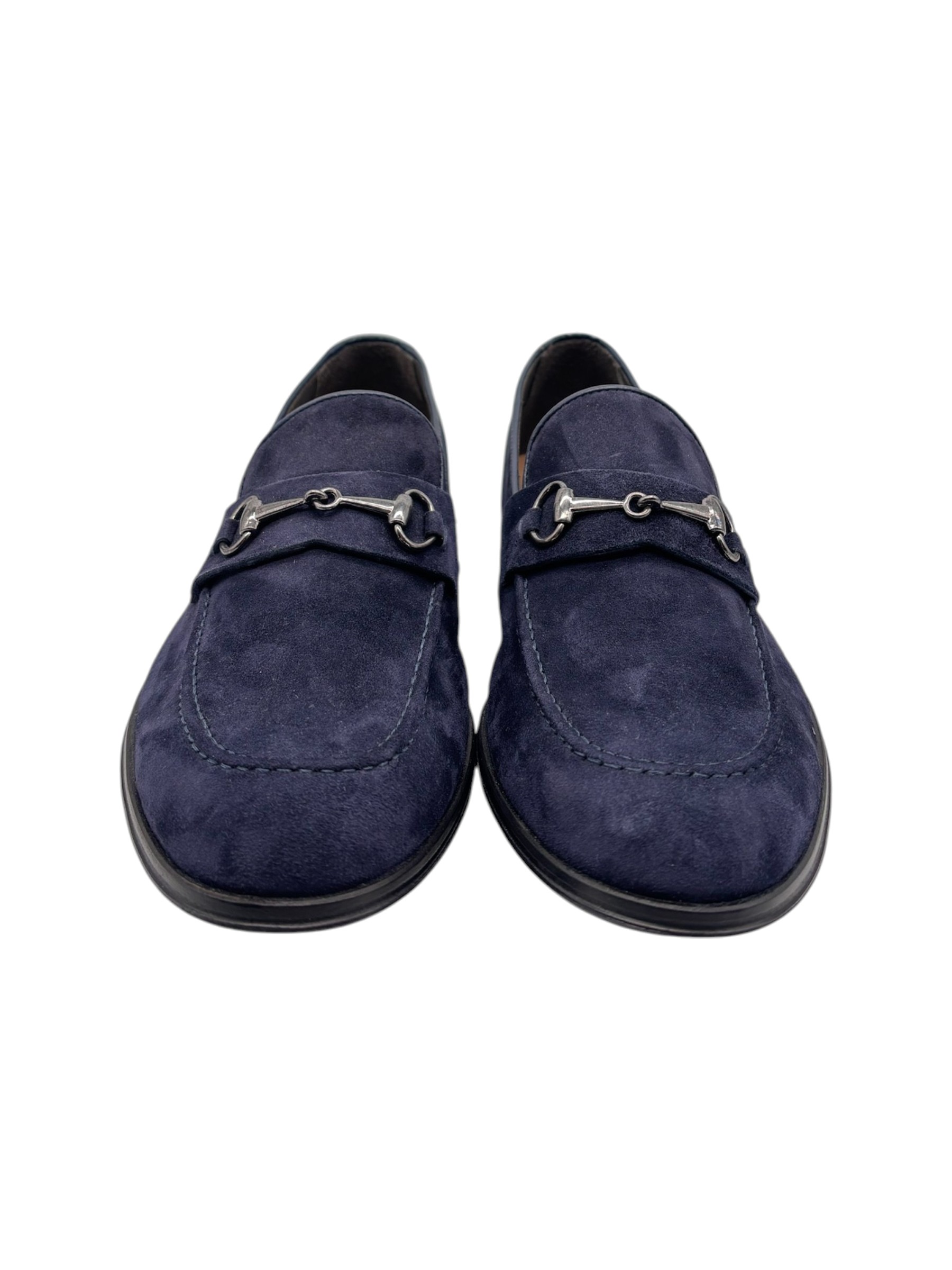 Franco Fedele - Mocassini uomo in camoscio blu navy con morsetto - 42 - immagine 2