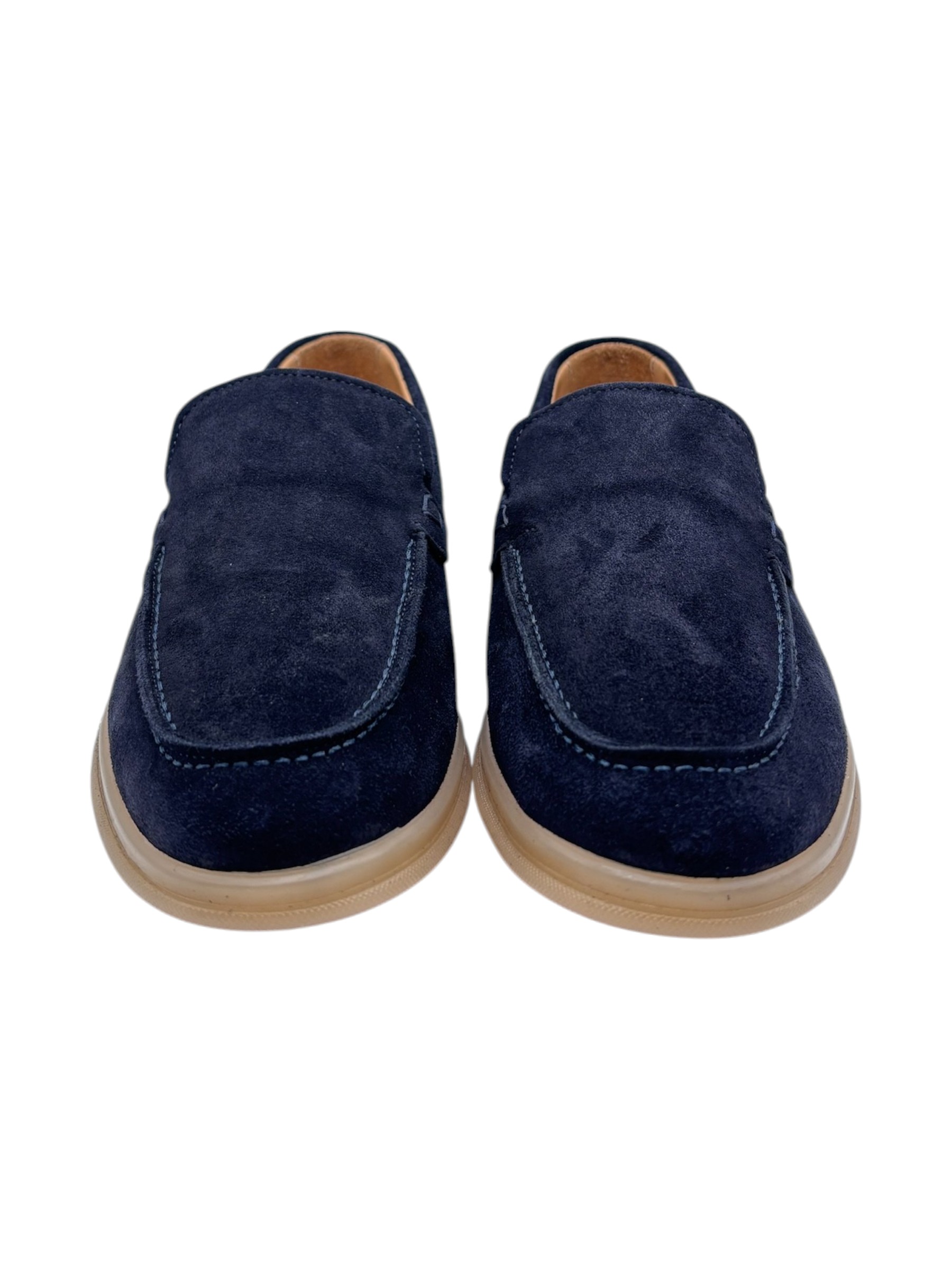 Mocassini uomo in camoscio blu navy - immagine 2