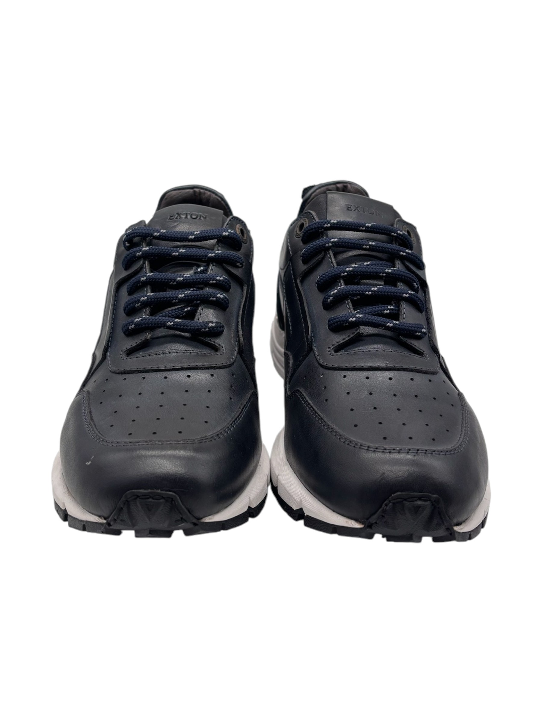 Exton - Sneakers uomo in pelle blu - 39 - immagine 2