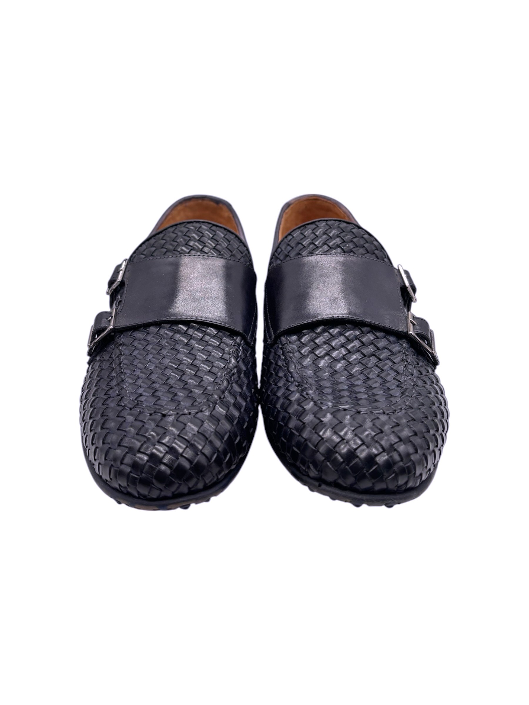 Brecos – Doppia fibbia uomo in pelle intrecciata blu - immagine 2