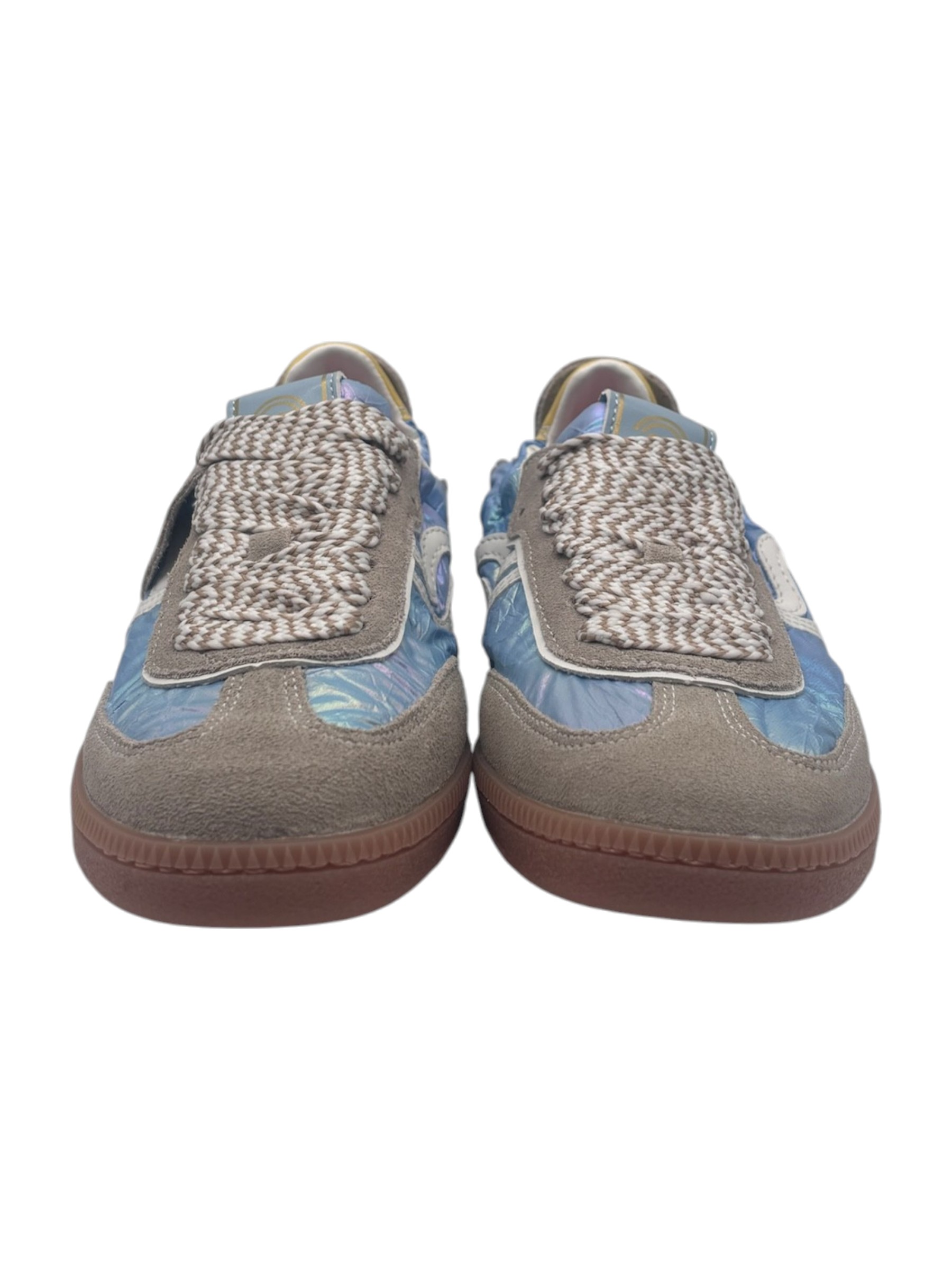 Primabase - Sneakers donna in pelle scamosciata beige e tessuto iridescente - immagine 2