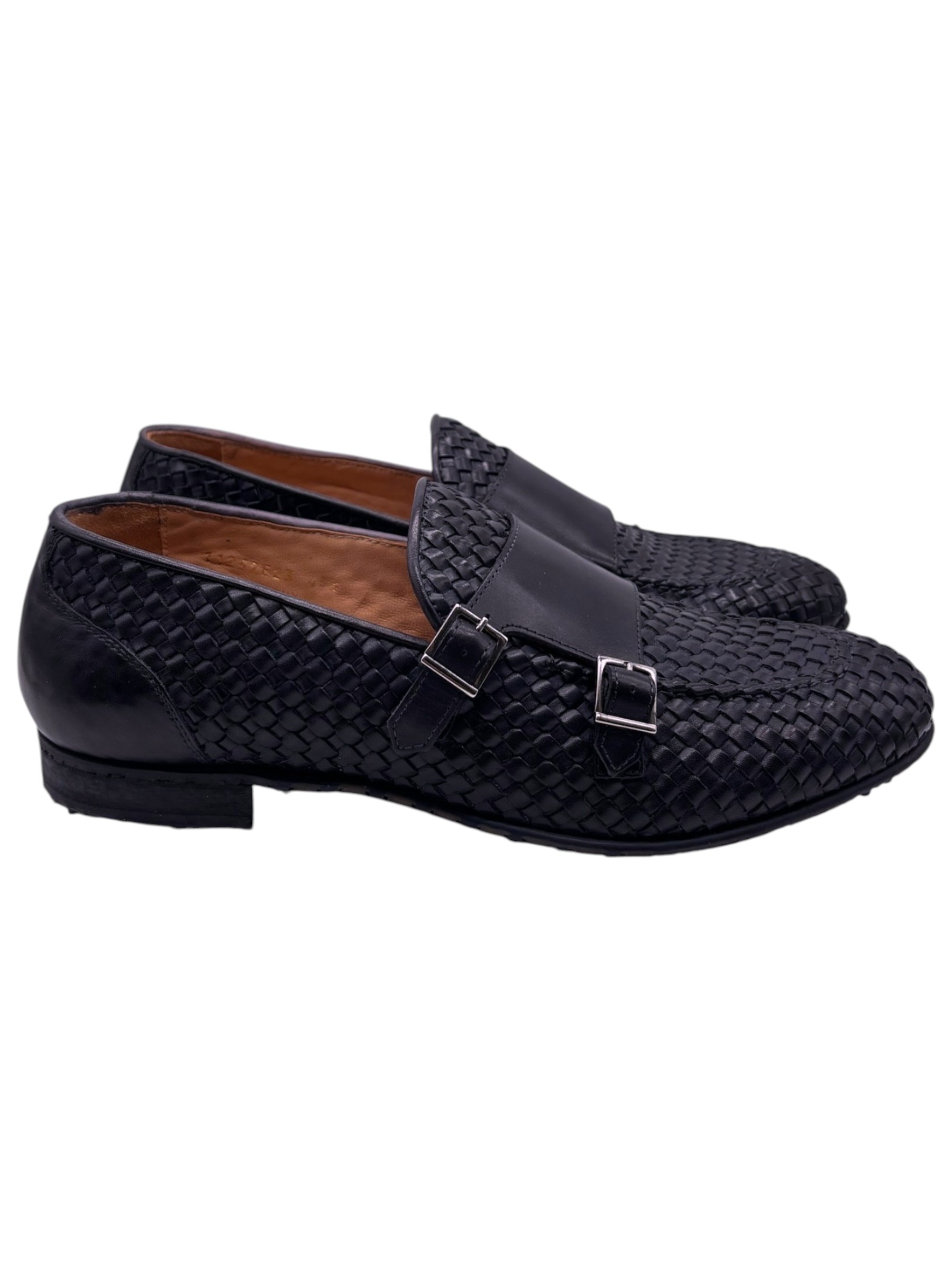 Brecos – Doppia fibbia uomo in pelle intrecciata blu - immagine 3