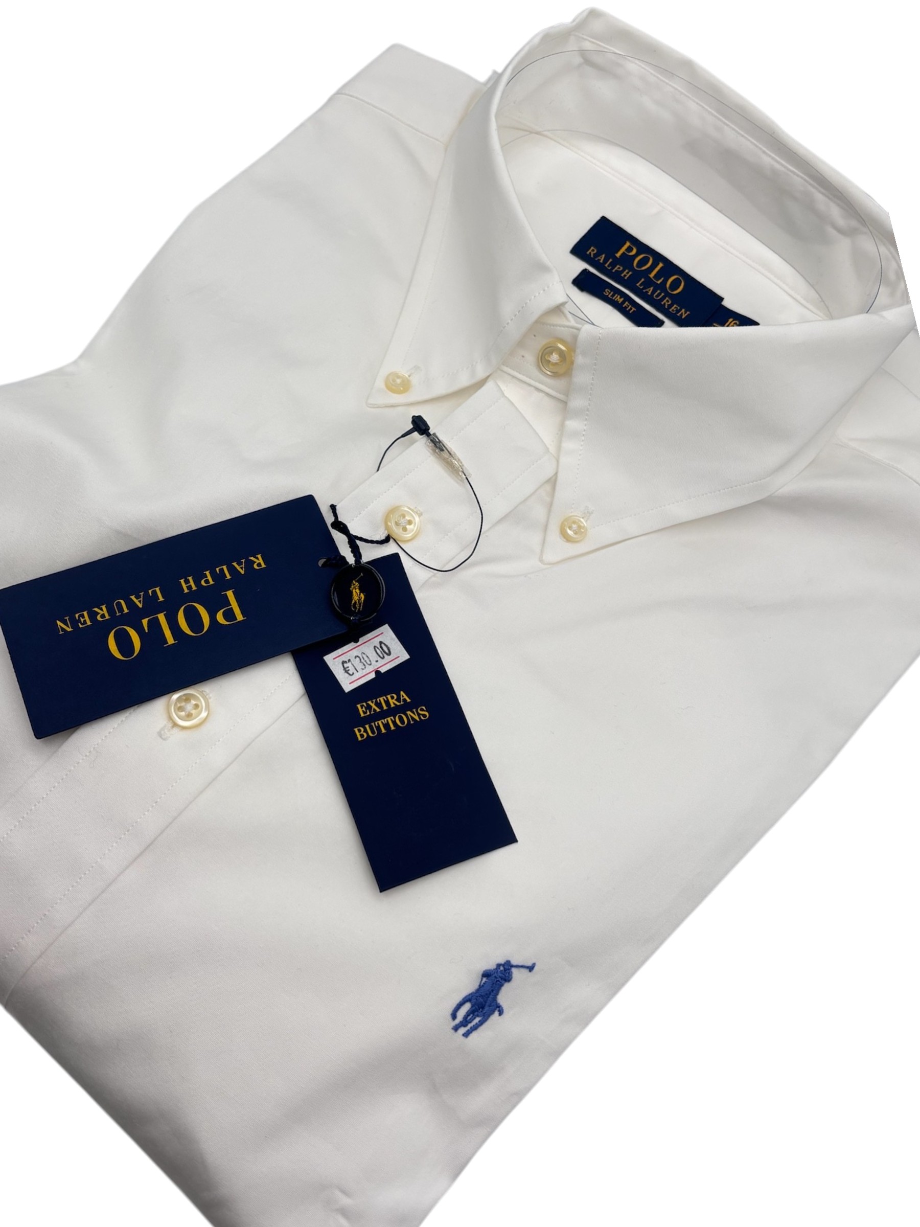 Polo Ralph Lauren - Camicia slim fit in cotone bianco con logo blu - 16 - immagine 3