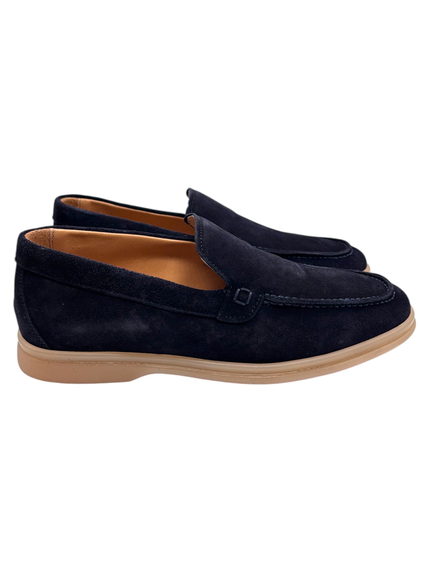 Mocassini uomo in camoscio blu navy - immagine 3