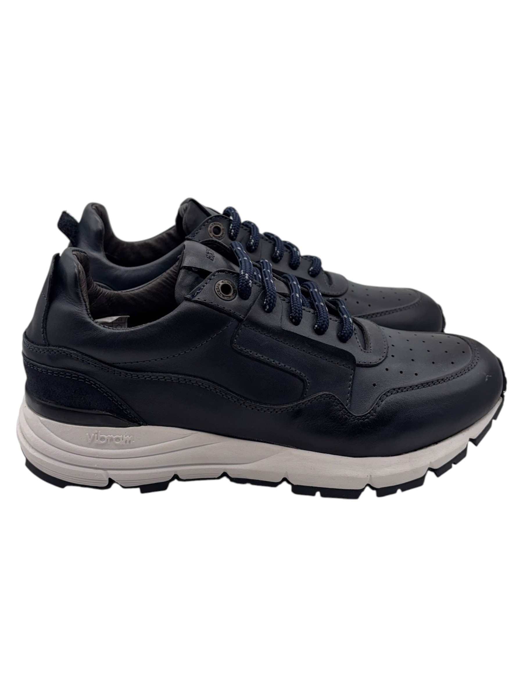 Exton - Sneakers uomo in pelle blu - 39 - immagine 3