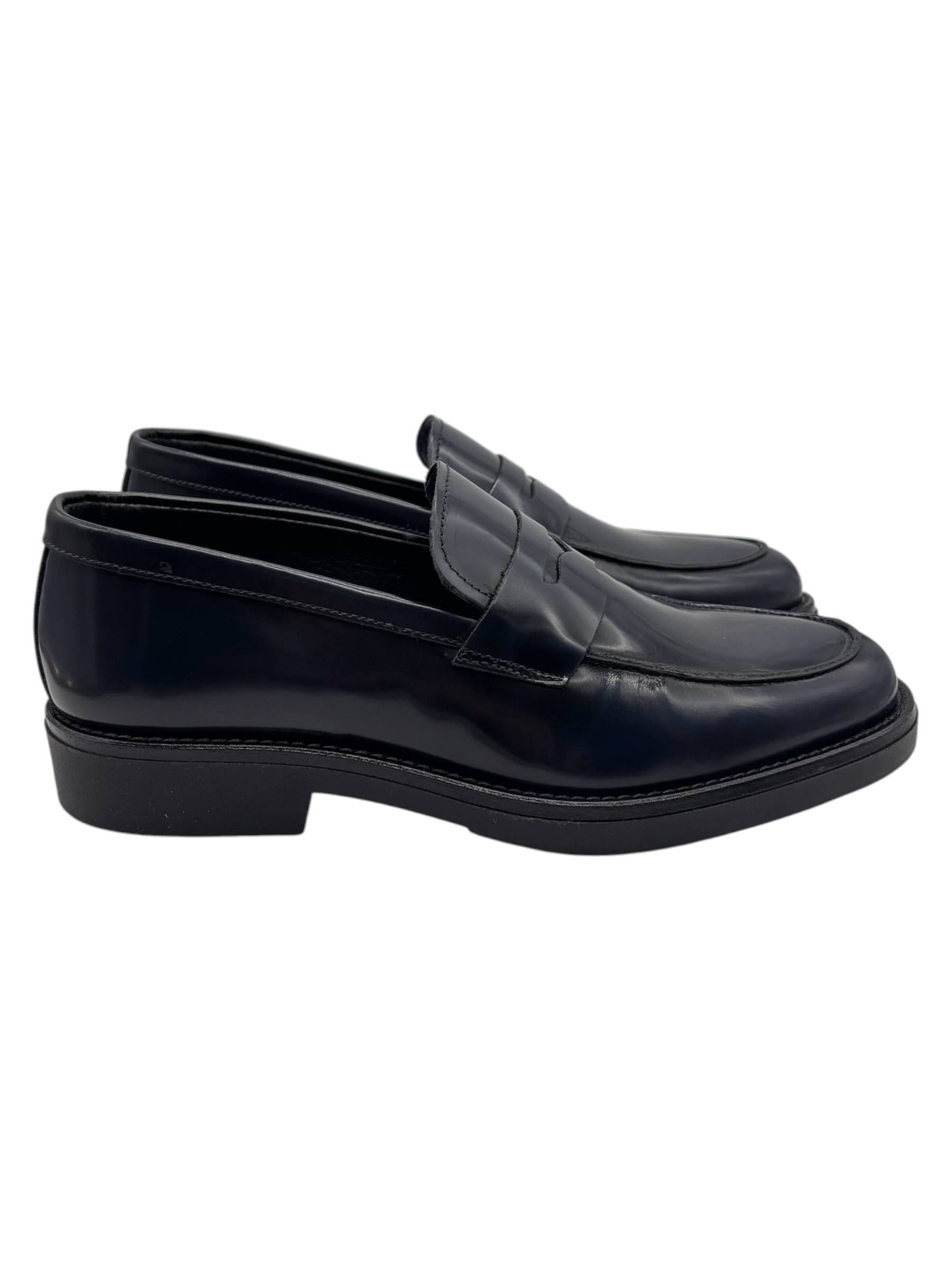 Mocassini uomo in pelle spazzolata blu - immagine 3