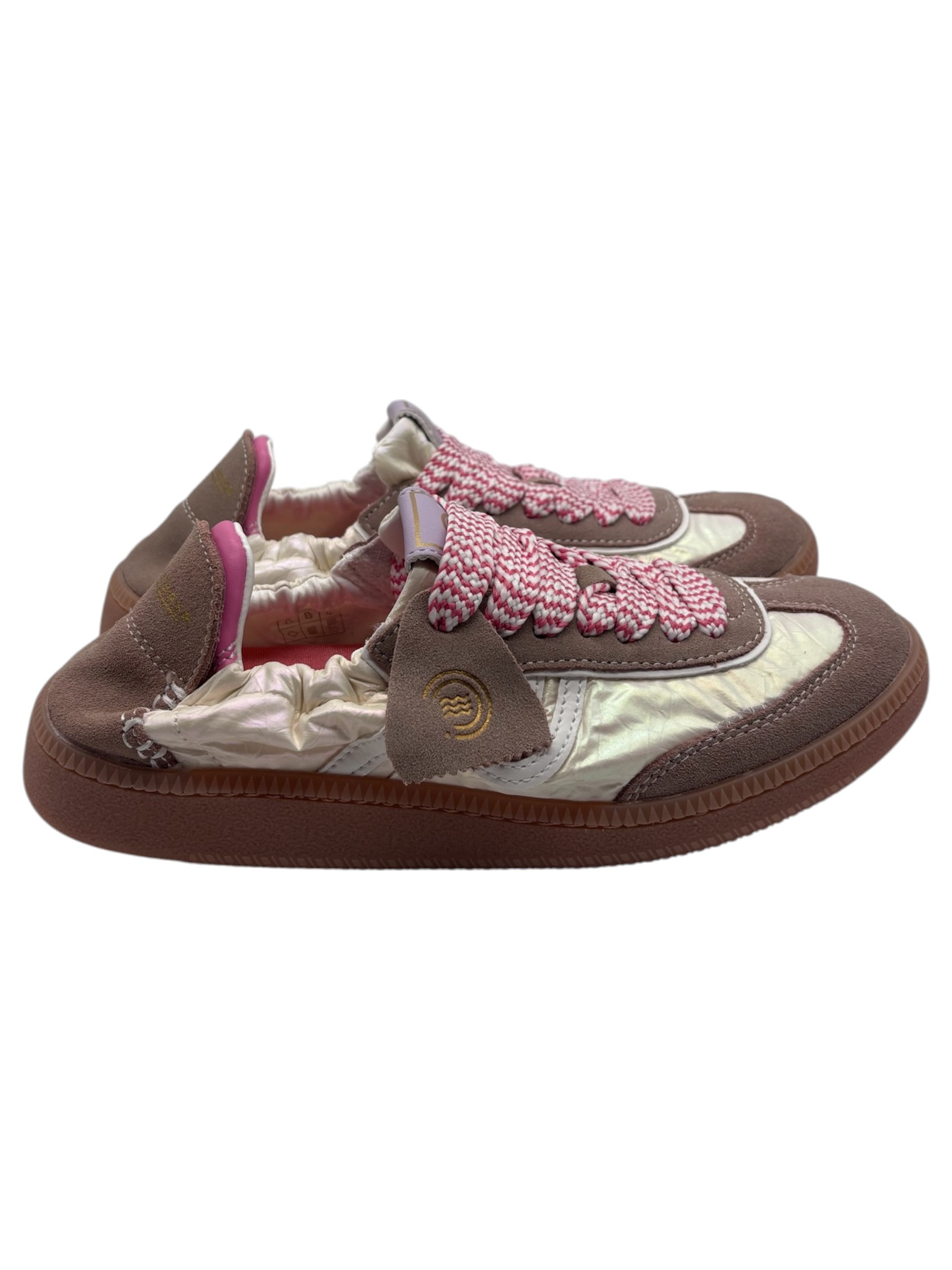 Primabase – Sneakers donna in pelle scamosciata taupe e tessuto iridescente - immagine 3