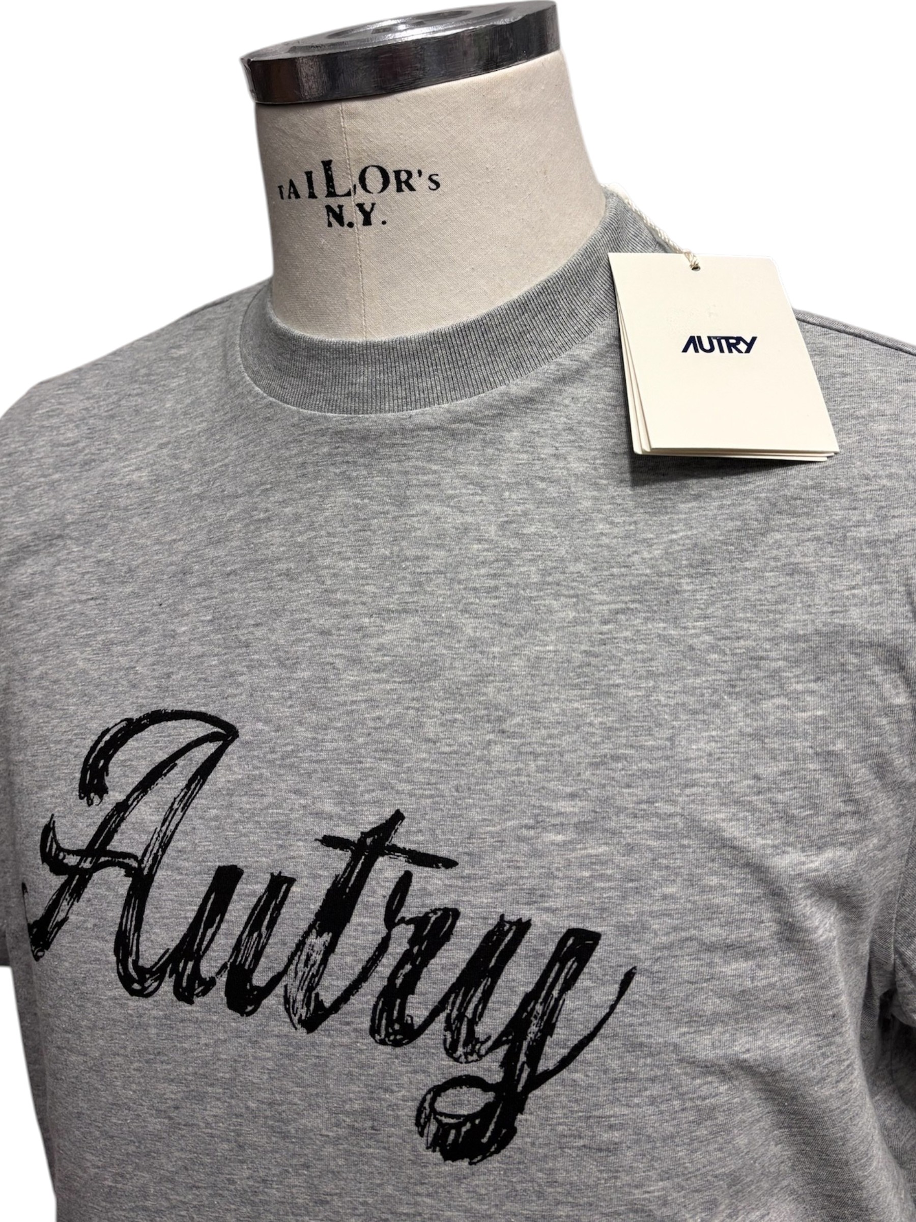 Autry - T-shirt in cotone grigio melange con logo script - immagine 4