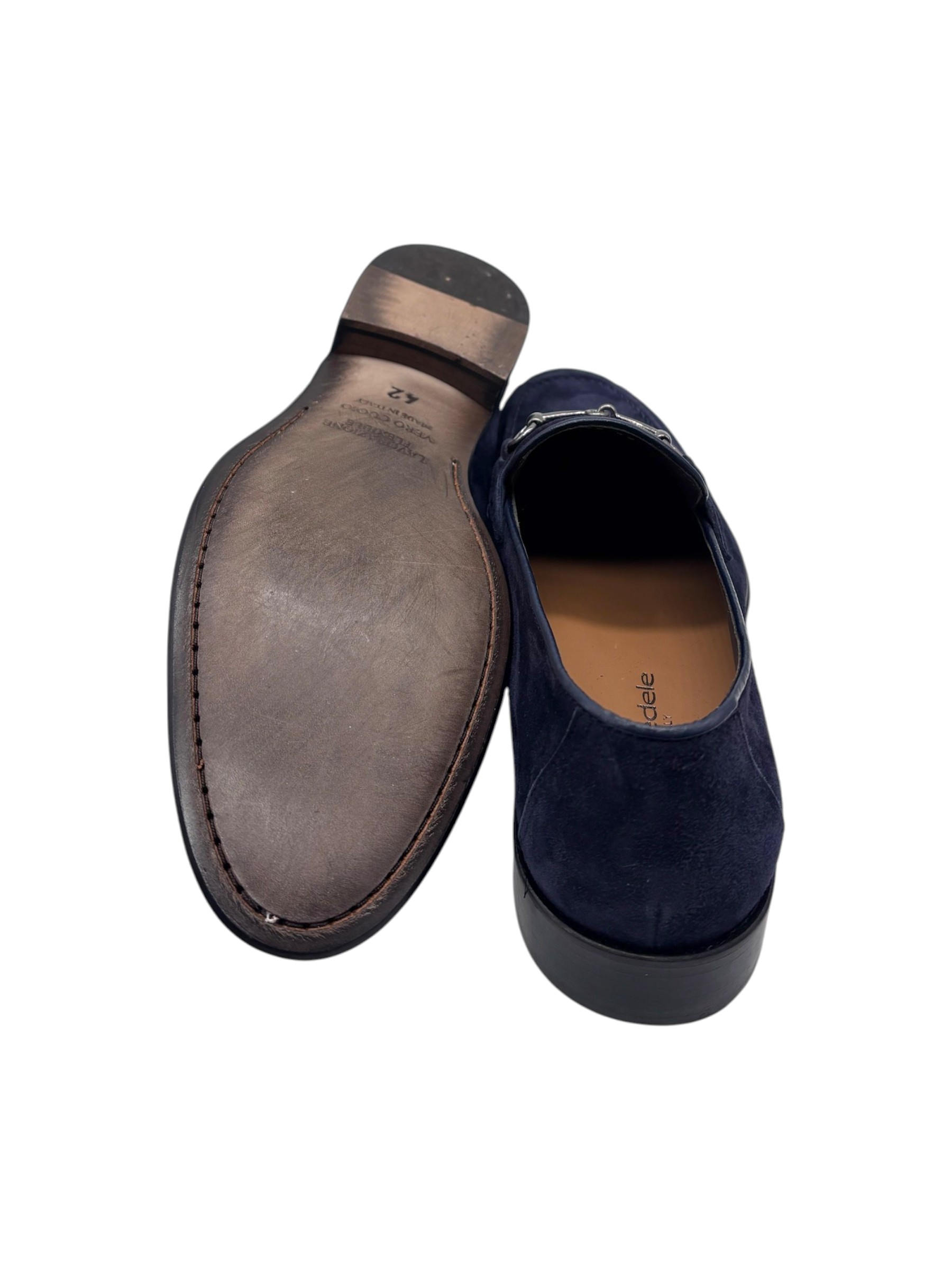 Franco Fedele - Mocassini uomo in camoscio blu navy con morsetto - 42 - immagine 4