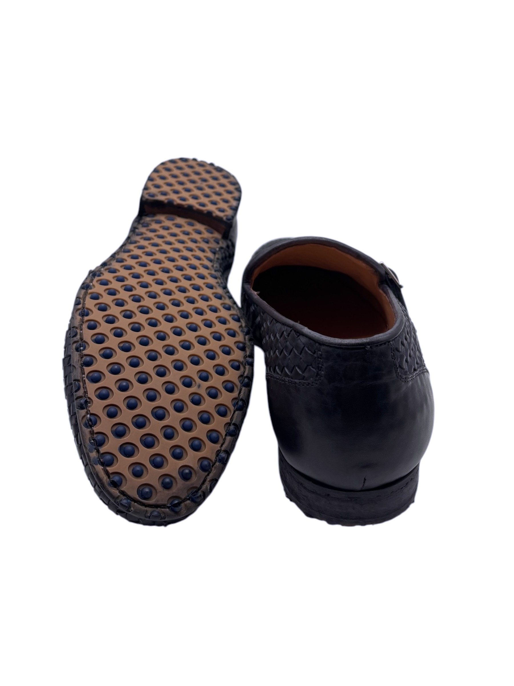 Brecos – Doppia fibbia uomo in pelle intrecciata blu - immagine 4