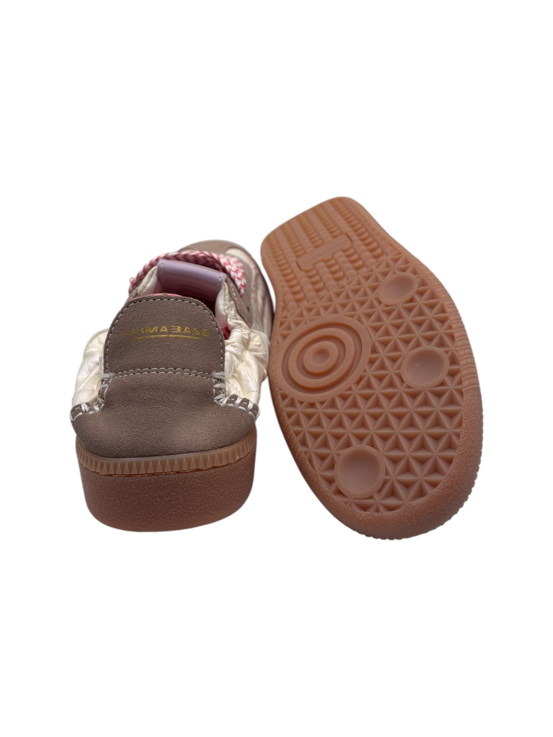 Primabase – Sneakers donna in pelle scamosciata taupe e tessuto iridescente - immagine 4