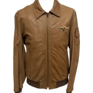 Aeronautica Militare - Giubbino stile bomber uomo in pelle cammello - L