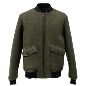 Mentore - Bomber uomo in misto lana verde militare