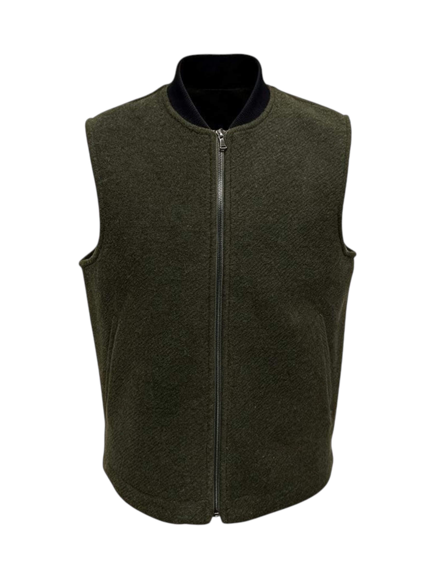 Mentore - Gilet uomo in misto lana verde militare