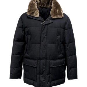 Bugatti - Giaccone imbottito blu scuro uomo con cappuccio