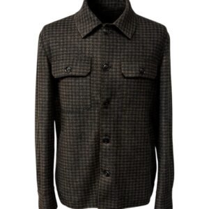 Raphael - Overshirt uomo in misto lana fantasia Pied-de-poule