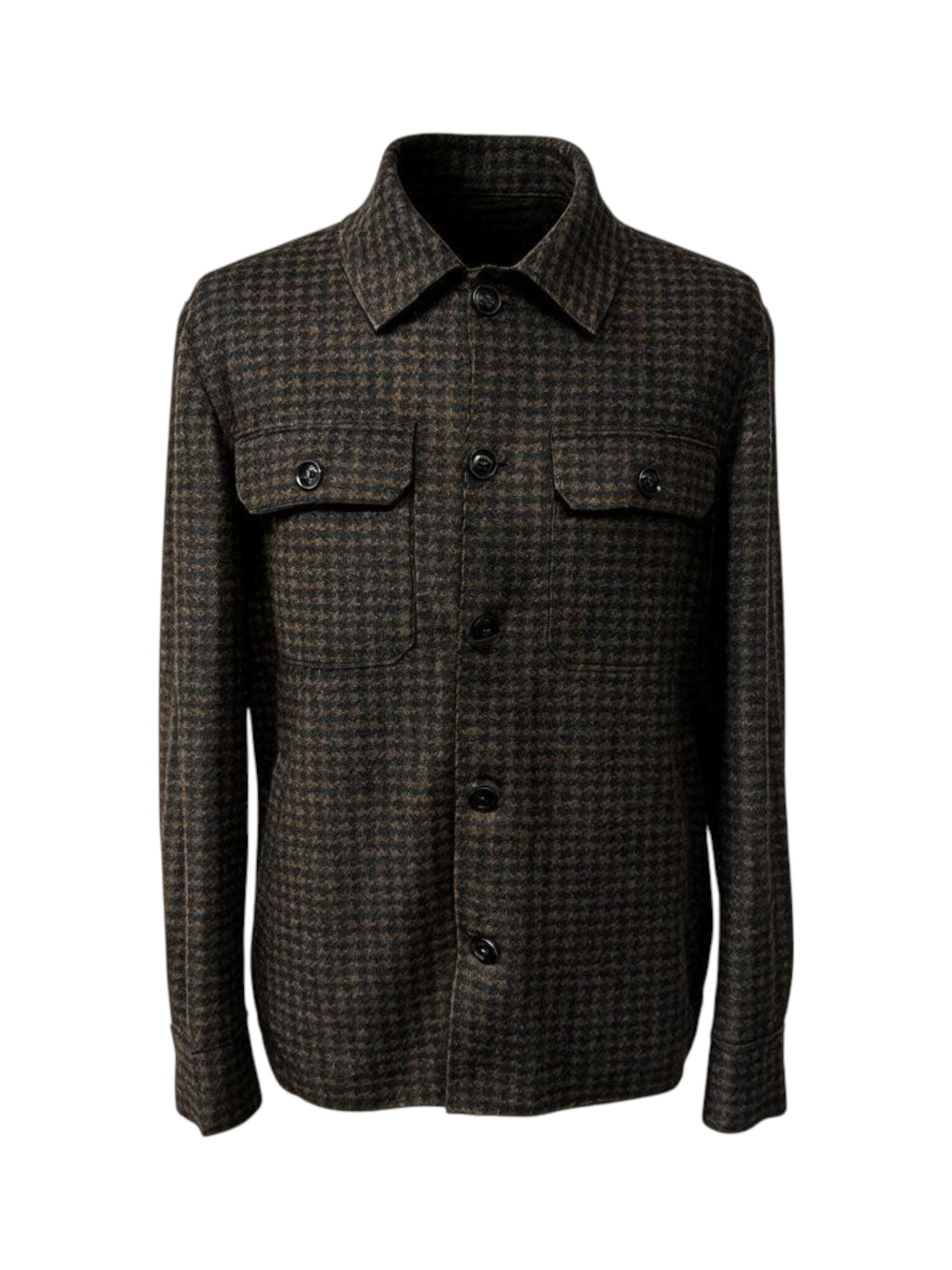 Raphael - Overshirt uomo in misto lana fantasia Pied-de-poule