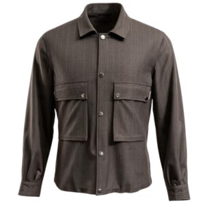 Aiburai - Overshirt uomo gessata fango