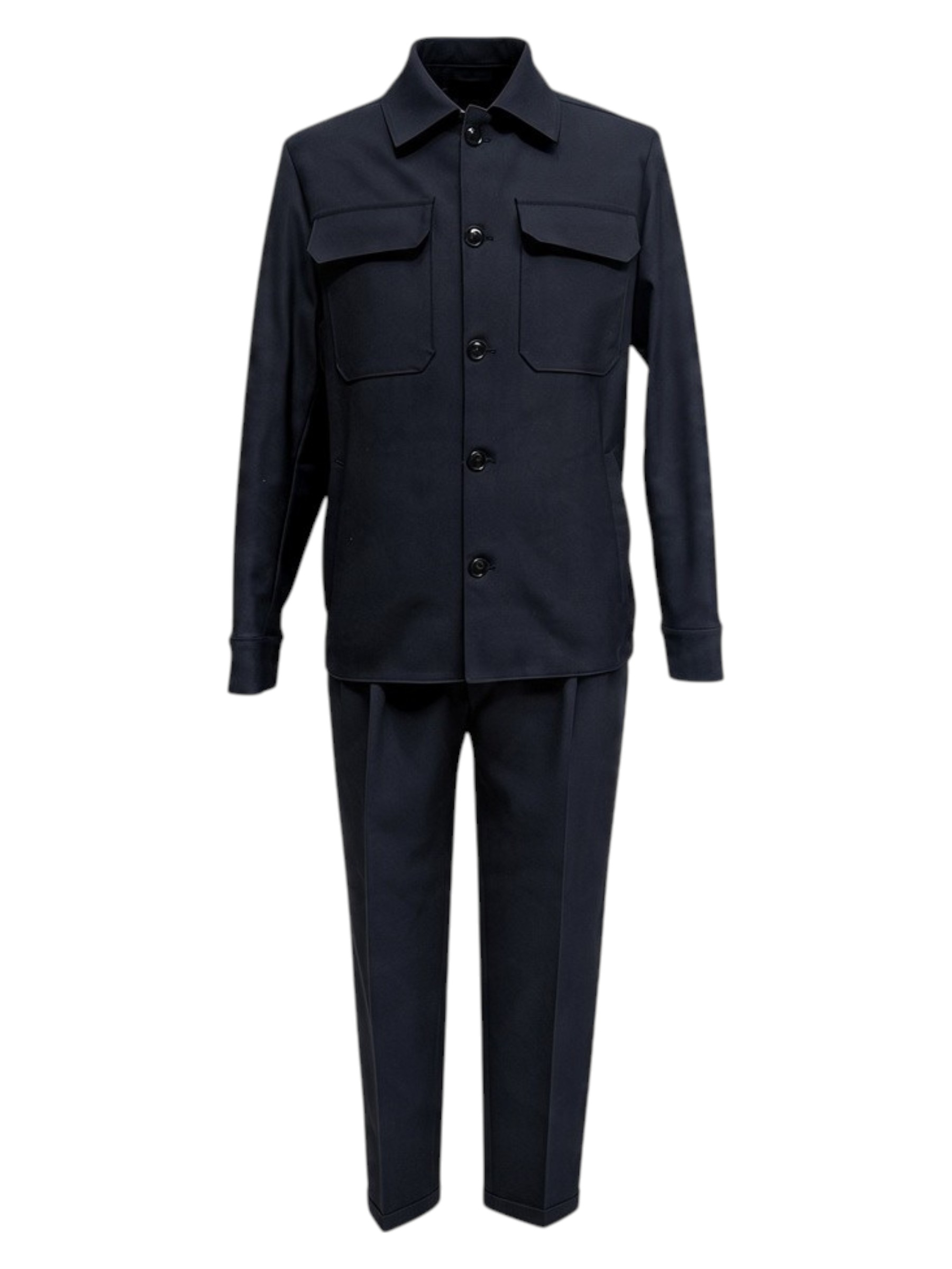 Raphael - Abito uomo giacca overshirt con bottoni e pantalone blu